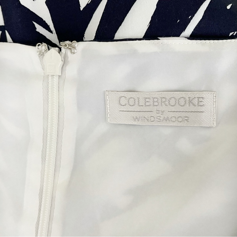 Colebrook Black and White Midi Sheath Dress with Cap Sleeves Size 10 Palm Leaf - Picture 2 of 12